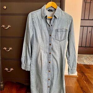 MODA Denim Snap Button-Up Shirt Dress